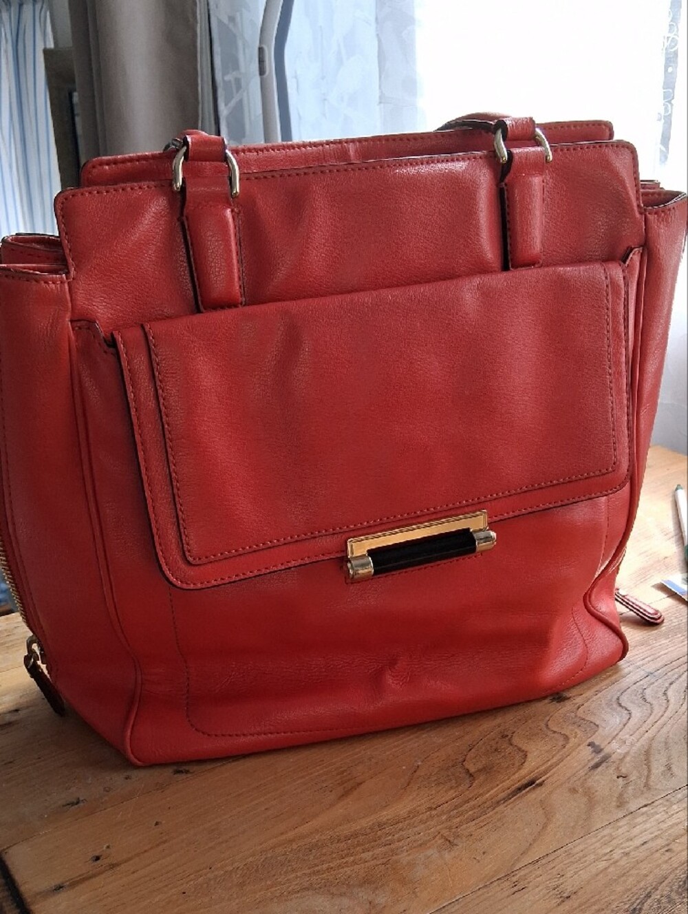 Diane Von Furstenberg Coral-Red Leather Shoulder Bag - Picture 5 of 15